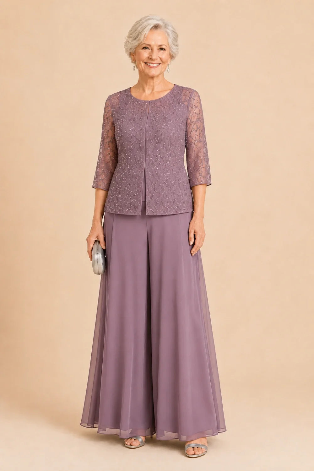 Sofie | Elegante Culotte Broekset met Chiffon Overlay