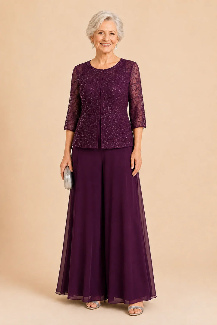 Sofie | Elegante Culotte Broekset met Chiffon Overlay