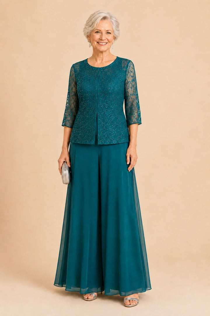 Sofie | Elegante Culotte Broekset met Chiffon Overlay