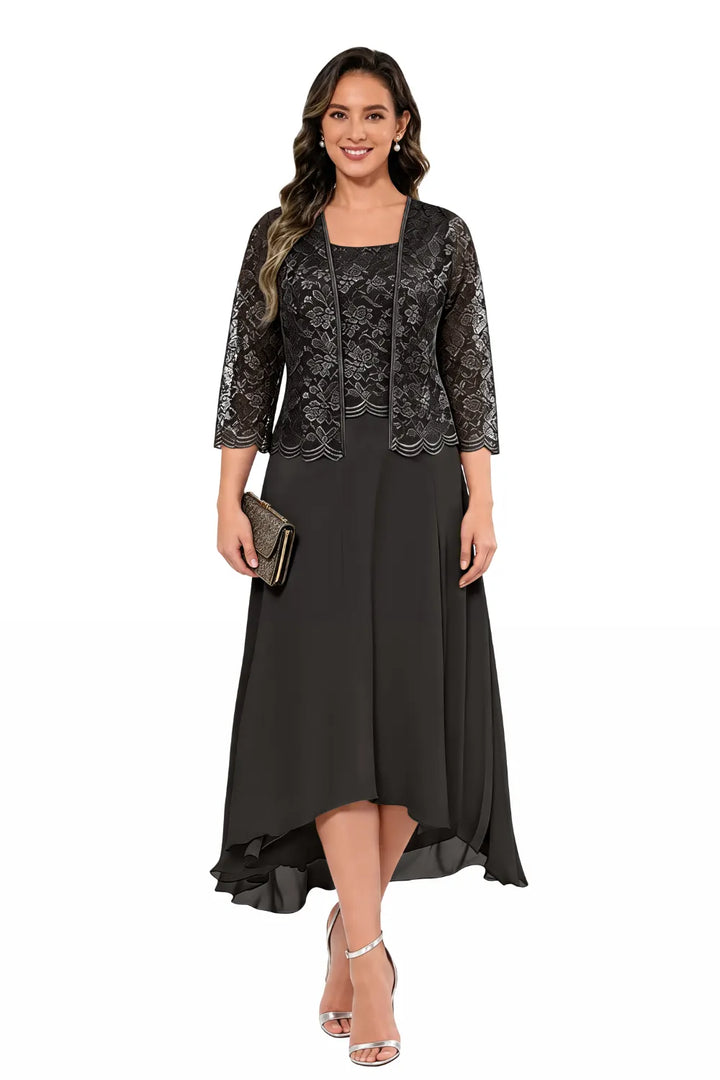 Véronique | Kanten Chiffon Midijurk met Jasje