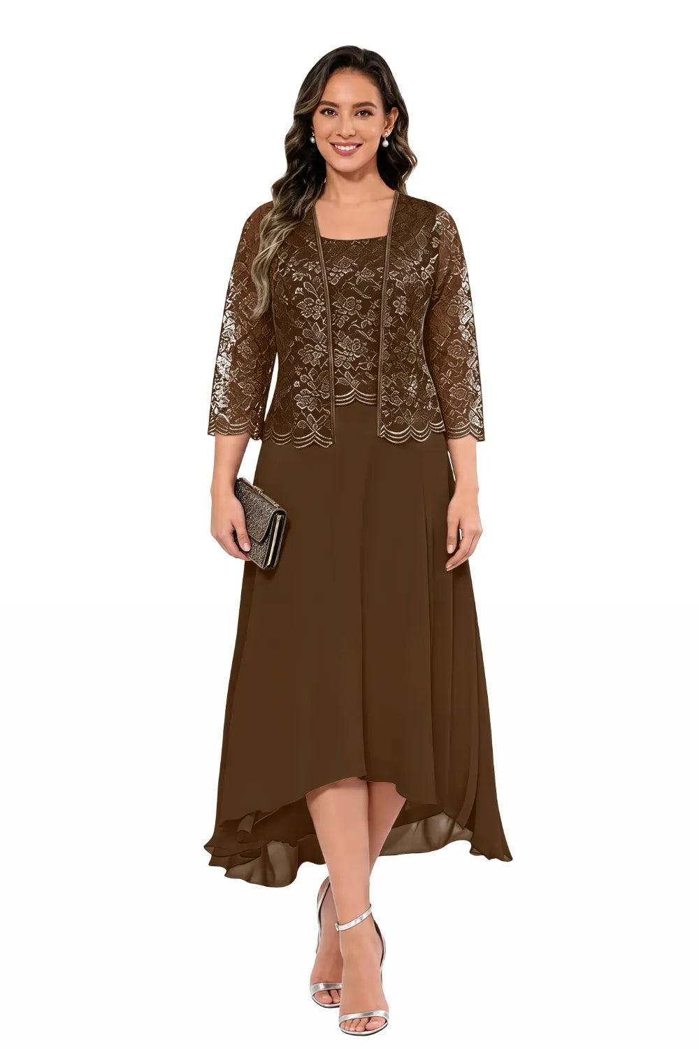 Véronique | Kanten Chiffon Midijurk met Jasje
