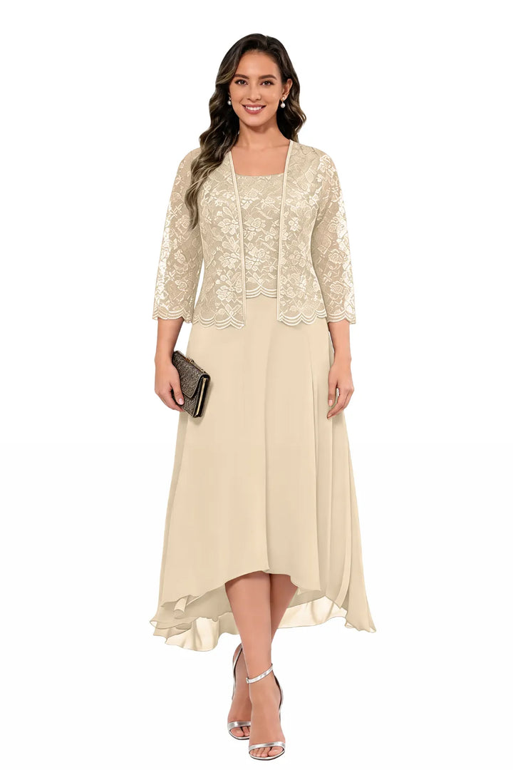 Véronique | Kanten Chiffon Midijurk met Jasje