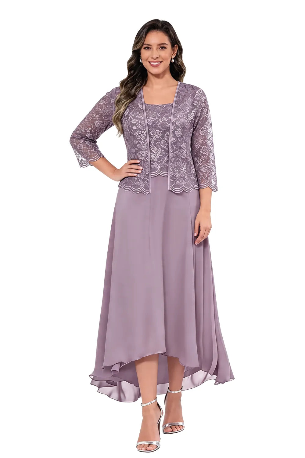 Véronique | Kanten Chiffon Midijurk met Jasje