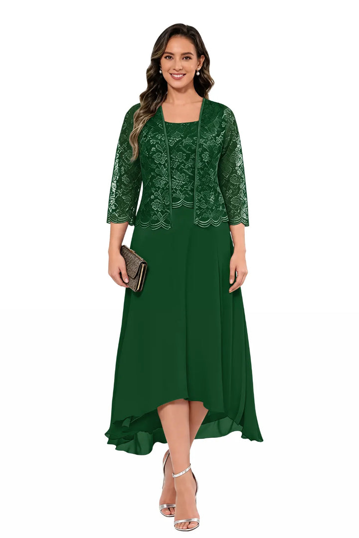 Véronique | Kanten Chiffon Midijurk met Jasje