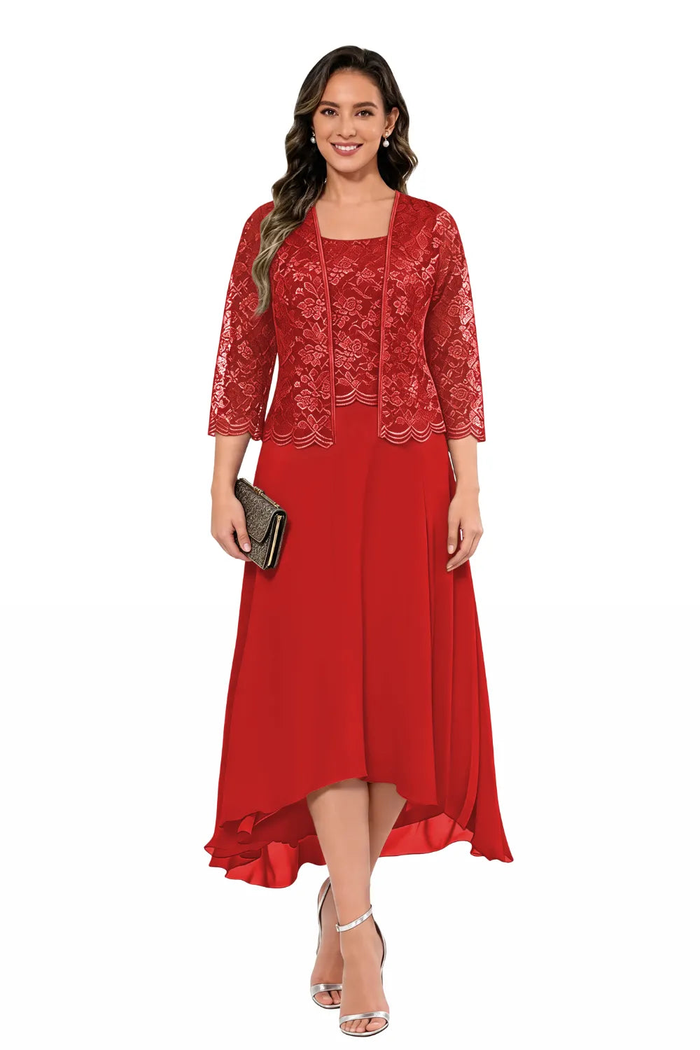 Véronique | Kanten Chiffon Midijurk met Jasje