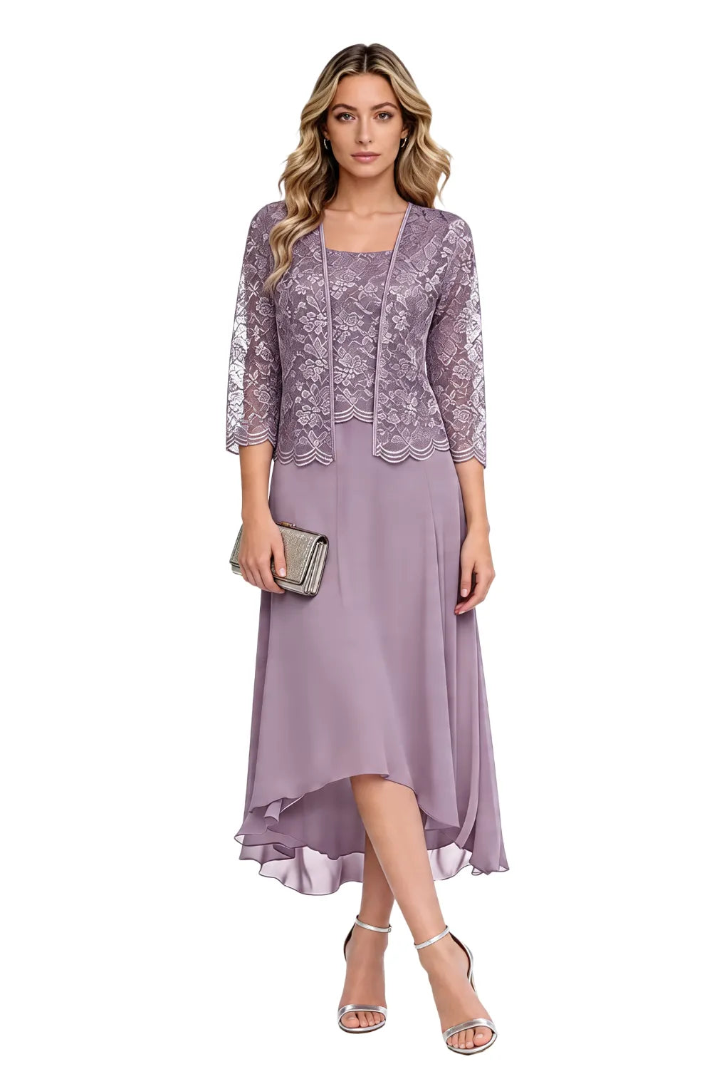 Véronique | Kanten Chiffon Midijurk met Jasje