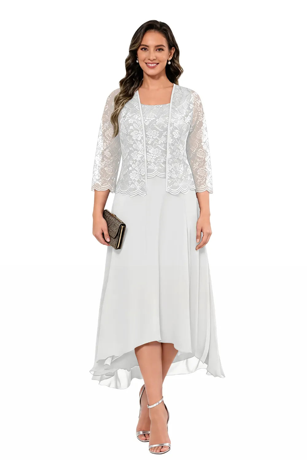 Véronique | Kanten Chiffon Midijurk met Jasje
