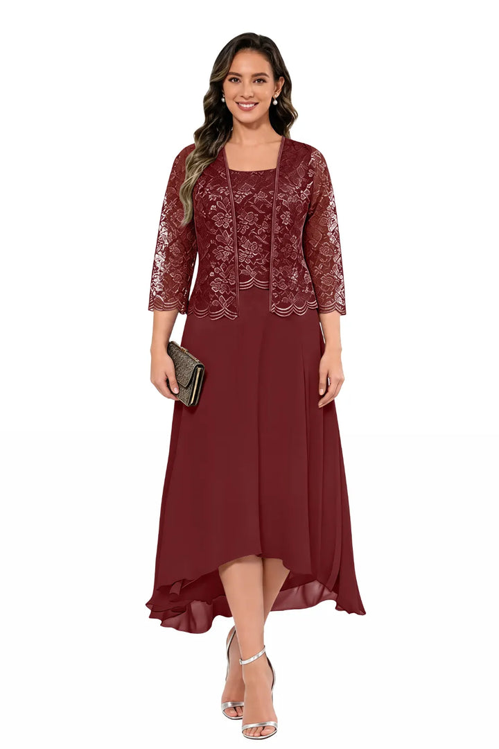 Véronique | Kanten Chiffon Midijurk met Jasje
