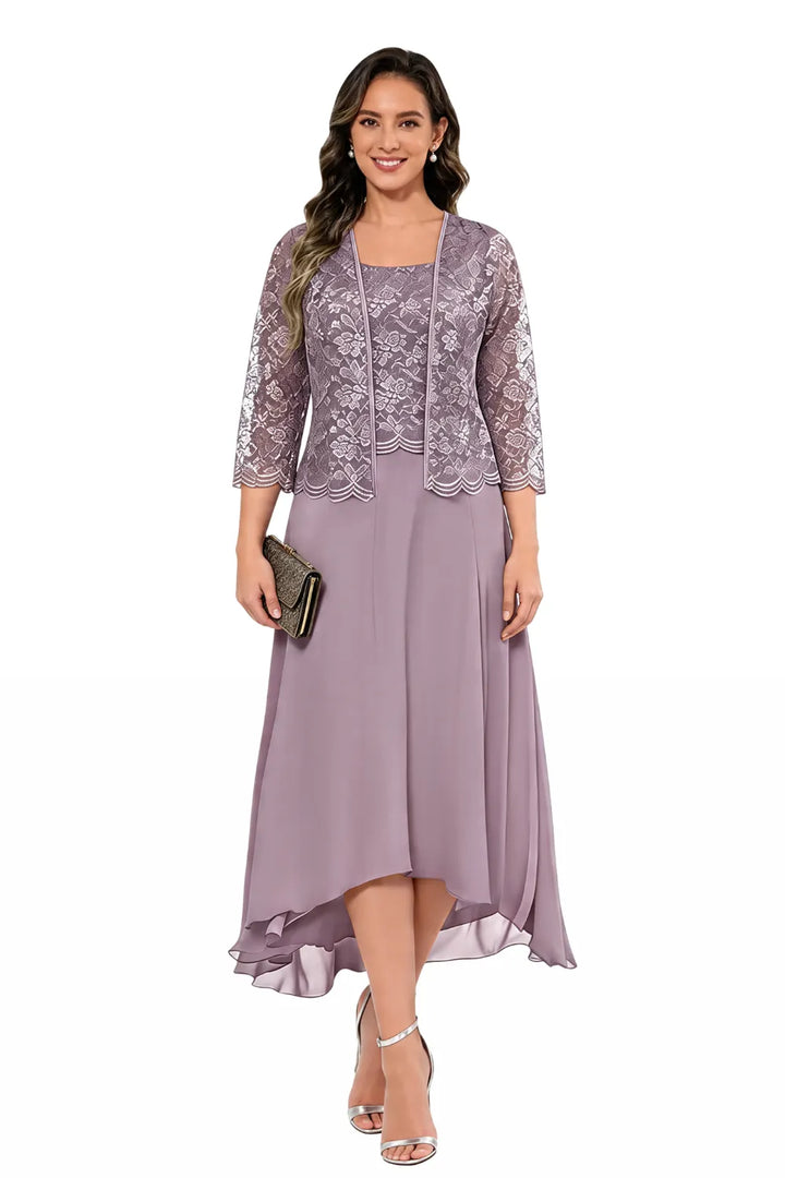 Véronique | Kanten Chiffon Midijurk met Jasje