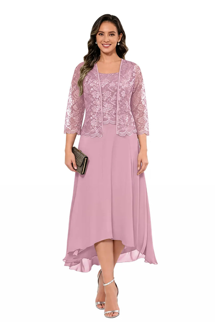 Véronique | Kanten Chiffon Midijurk met Jasje