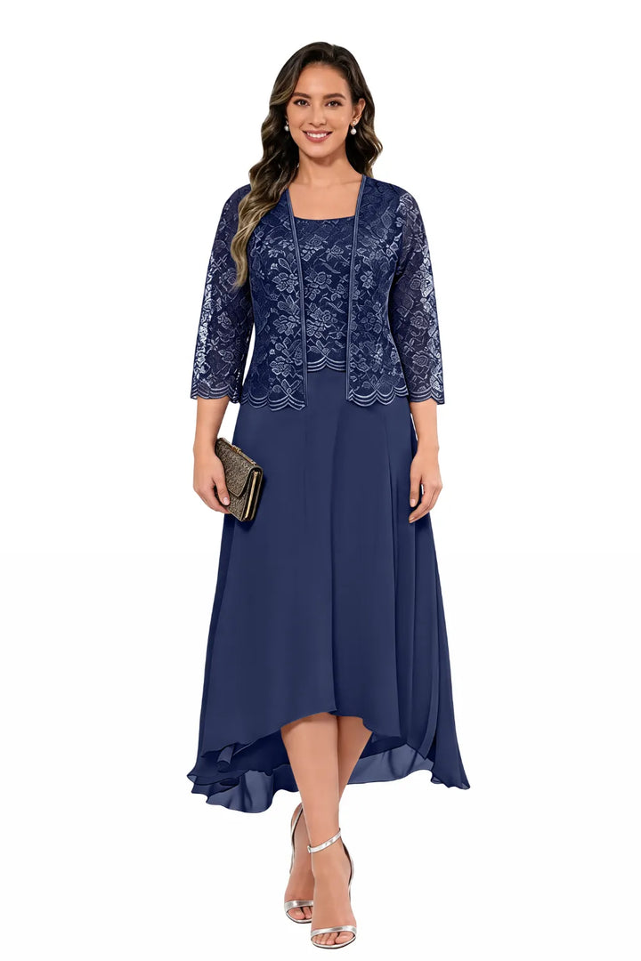 Véronique | Kanten Chiffon Midijurk met Jasje