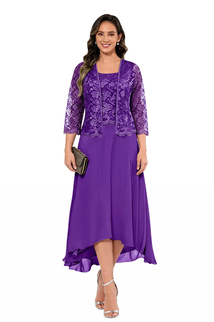 Véronique | Kanten Chiffon Midijurk met Jasje