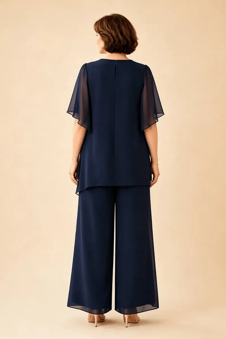 Ria | Chiffon Broekset met Sleutelgathals