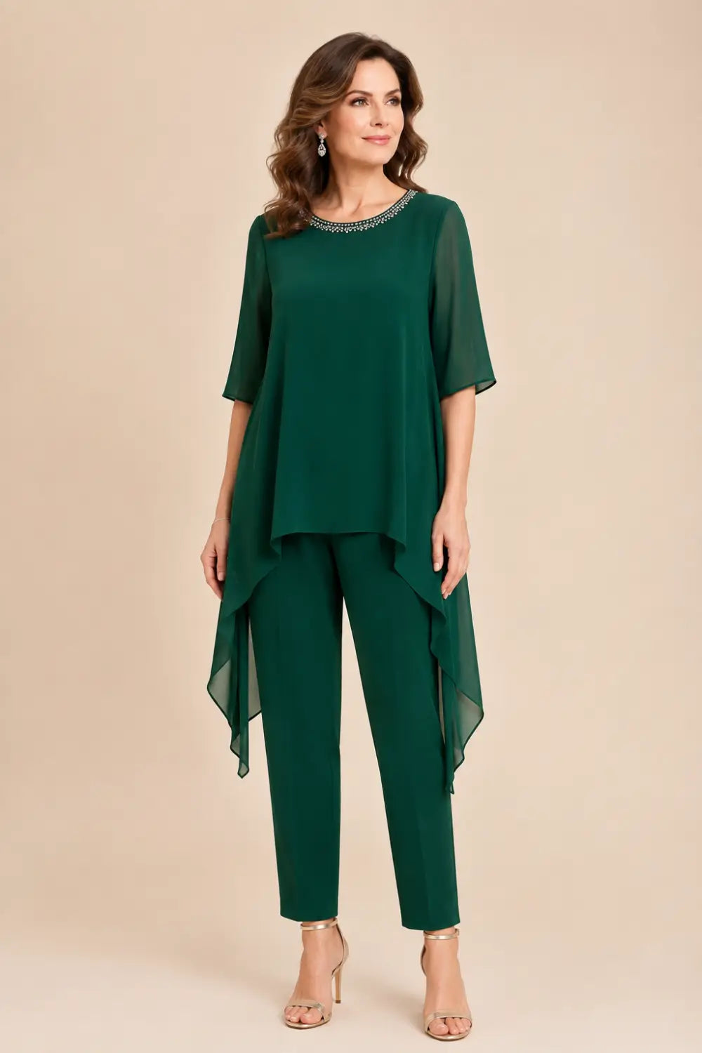 Eline | Gelaagd Chiffon Broekpak met Capelet