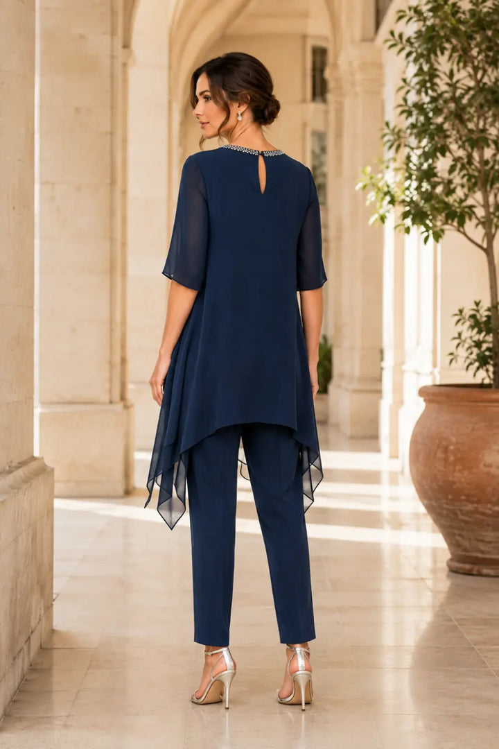 Eline | Gelaagd Chiffon Broekpak met Capelet