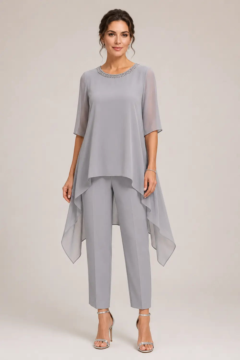 Eline | Gelaagd Chiffon Broekpak met Capelet