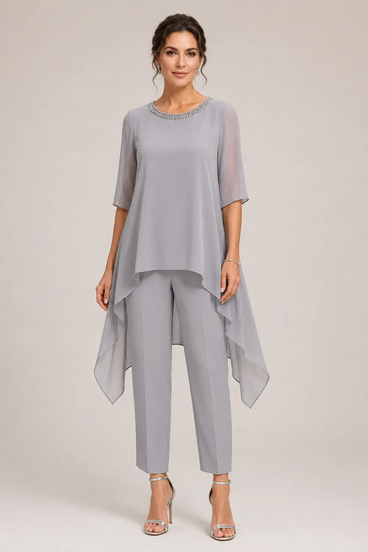 Eline | Gelaagd Chiffon Broekpak met Capelet