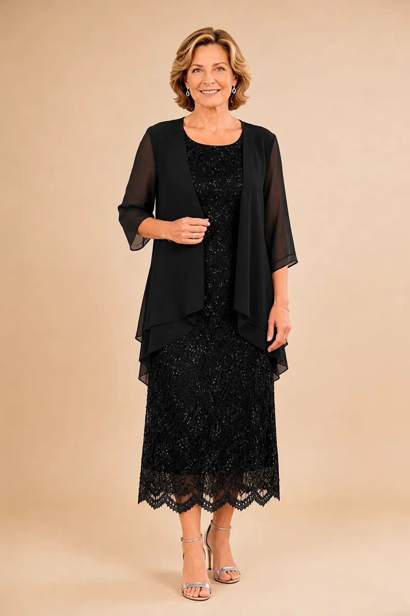 Liesbeth | Formele Kanten Midijurk met Chiffon Jasje