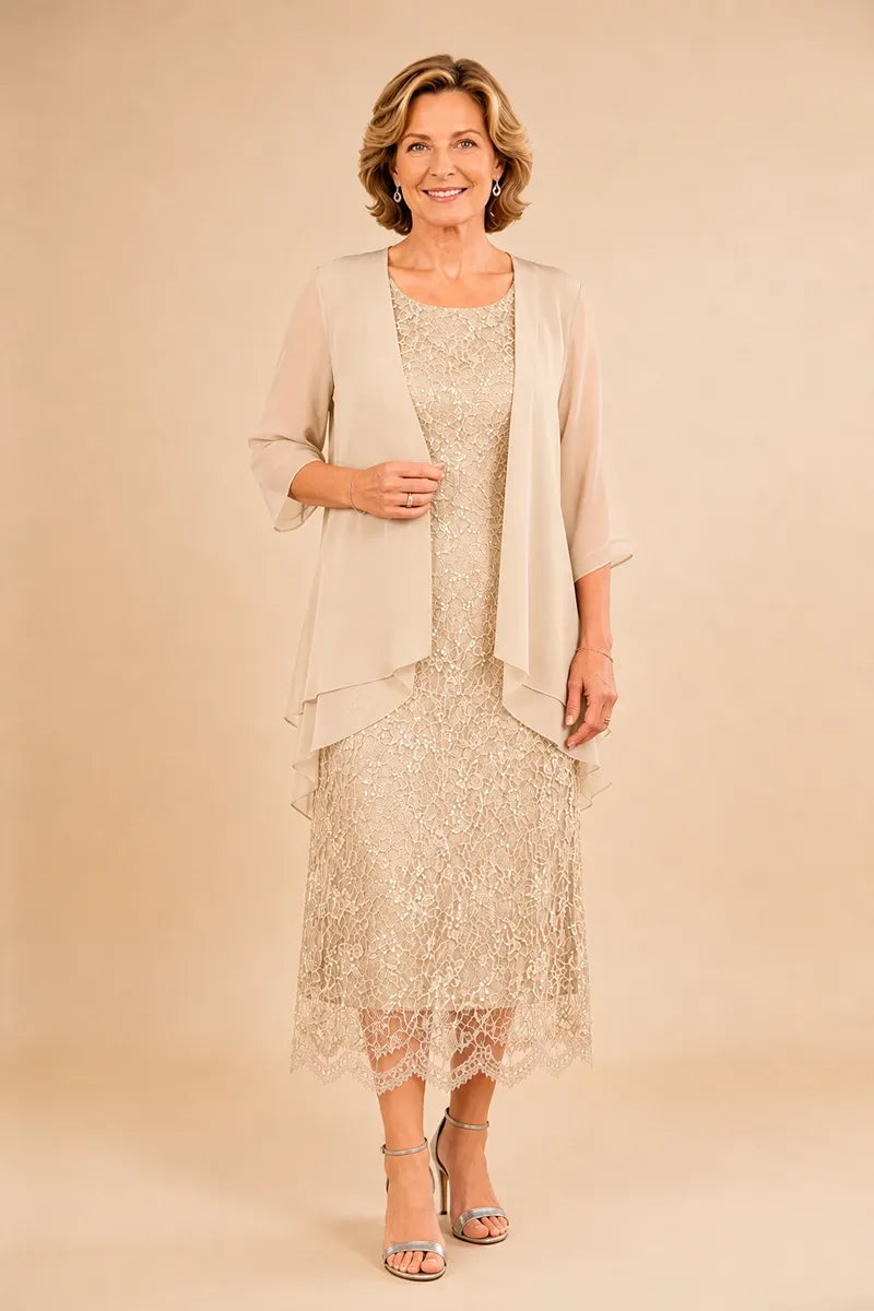 Liesbeth | Formele Kanten Midijurk met Chiffon Jasje