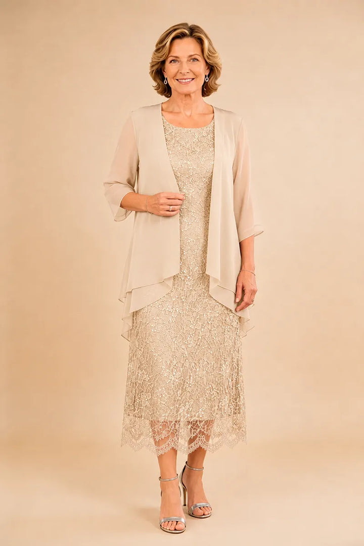 Liesbeth | Formele Kanten Midijurk met Chiffon Jasje