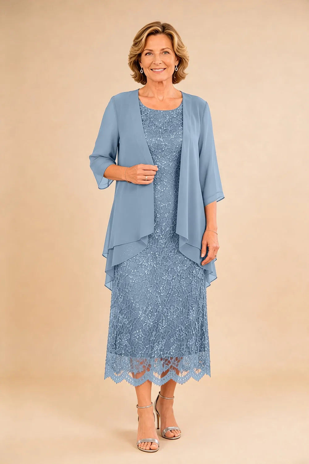 Liesbeth | Formele Kanten Midijurk met Chiffon Jasje