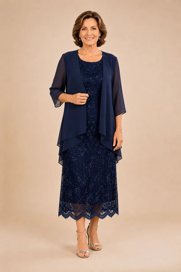 Liesbeth | Formele Kanten Midijurk met Chiffon Jasje