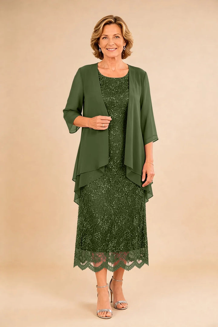 Liesbeth | Formele Kanten Midijurk met Chiffon Jasje
