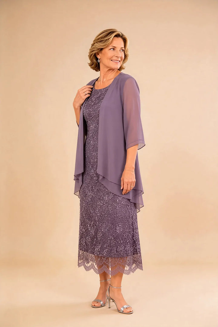 Liesbeth | Formele Kanten Midijurk met Chiffon Jasje