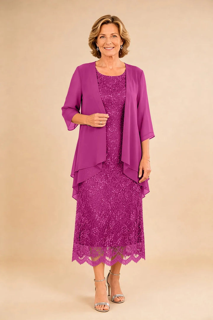 Liesbeth | Formele Kanten Midijurk met Chiffon Jasje