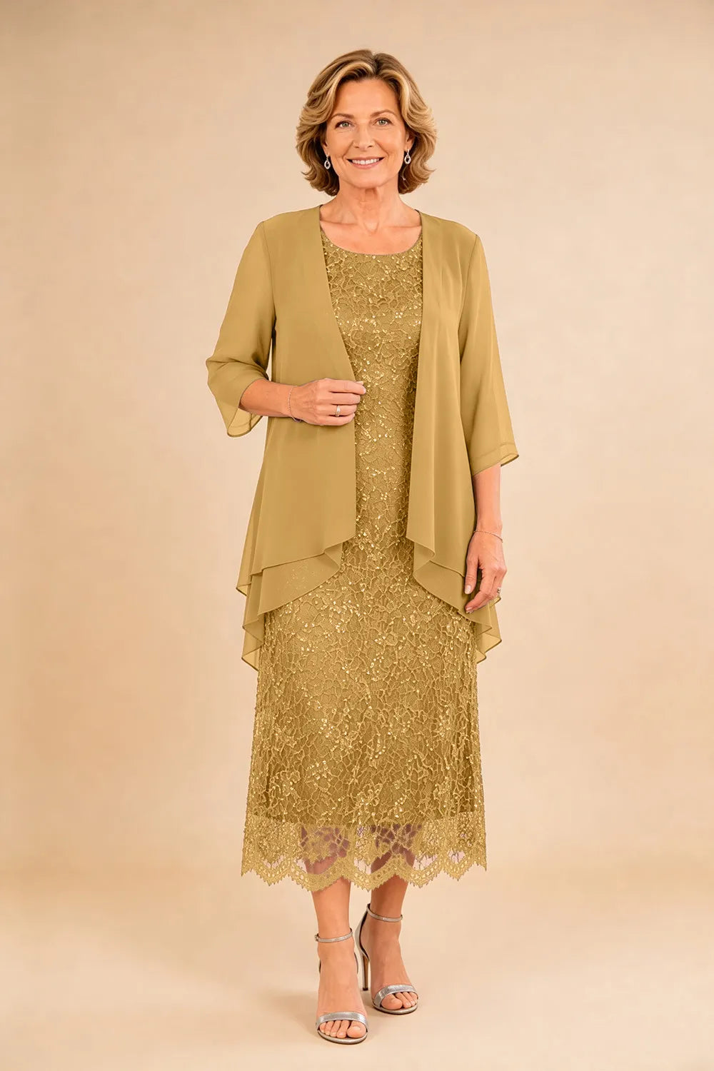 Liesbeth | Formele Kanten Midijurk met Chiffon Jasje
