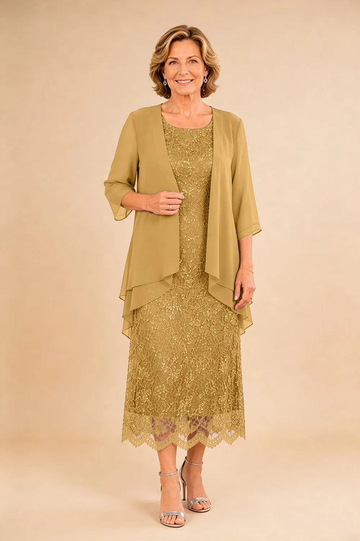 Liesbeth | Formele Kanten Midijurk met Chiffon Jasje
