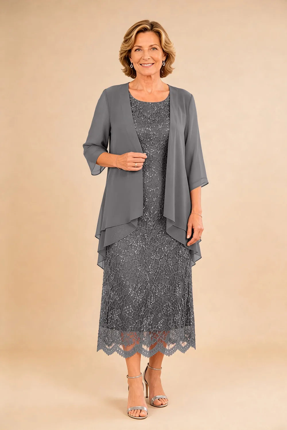 Liesbeth | Formele Kanten Midijurk met Chiffon Jasje