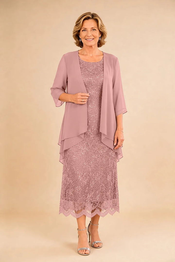 Liesbeth | Formele Kanten Midijurk met Chiffon Jasje