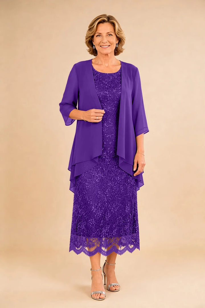 Liesbeth | Formele Kanten Midijurk met Chiffon Jasje