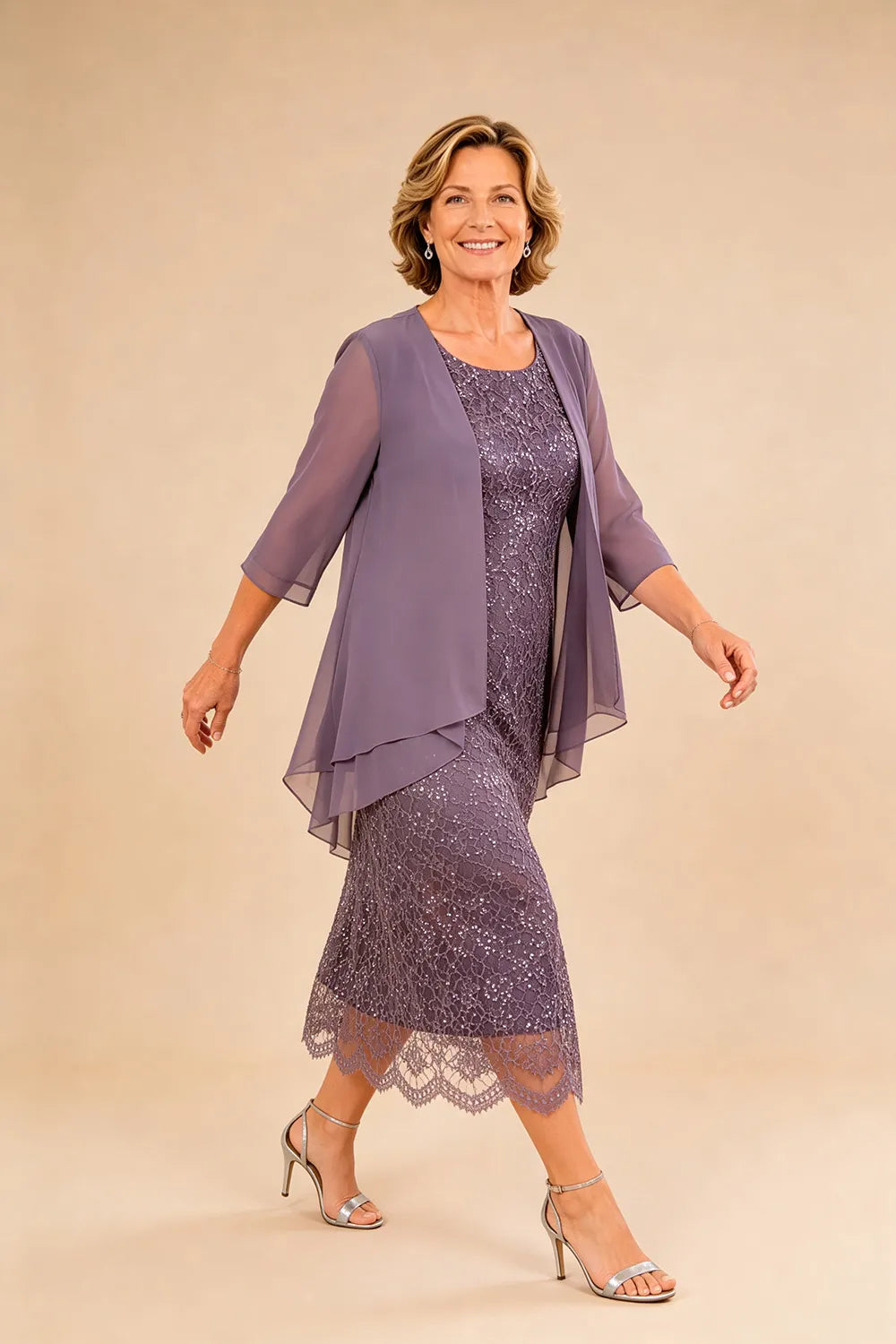 Liesbeth | Formele Kanten Midijurk met Chiffon Jasje