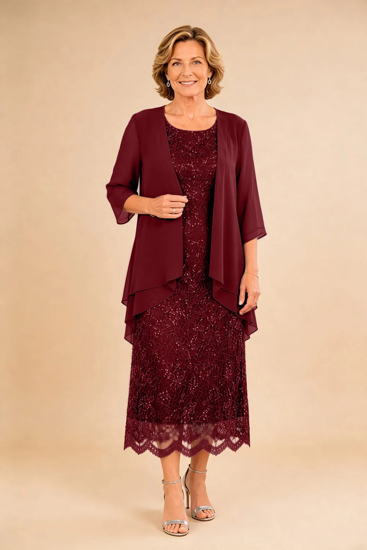 Liesbeth | Formele Kanten Midijurk met Chiffon Jasje