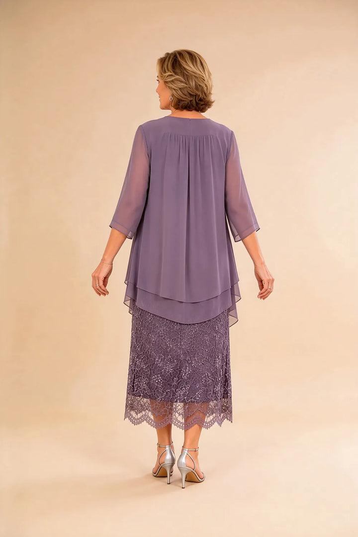 Liesbeth | Formele Kanten Midijurk met Chiffon Jasje