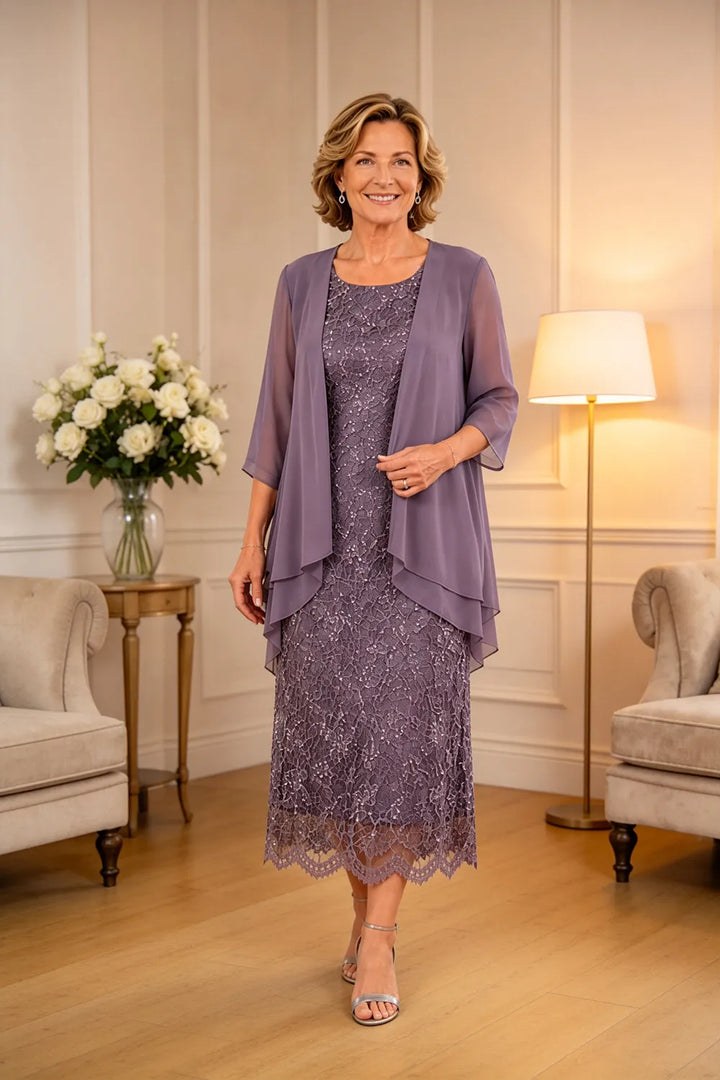 Liesbeth | Formele Kanten Midijurk met Chiffon Jasje
