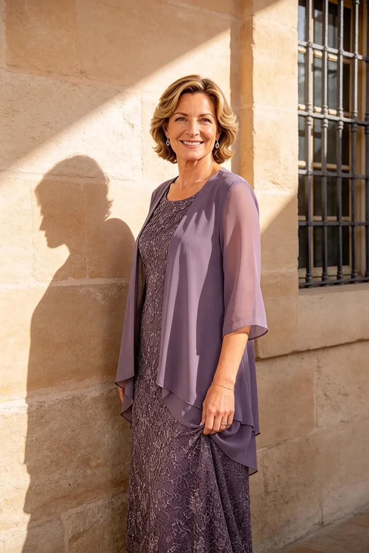Liesbeth | Formele Kanten Midijurk met Chiffon Jasje