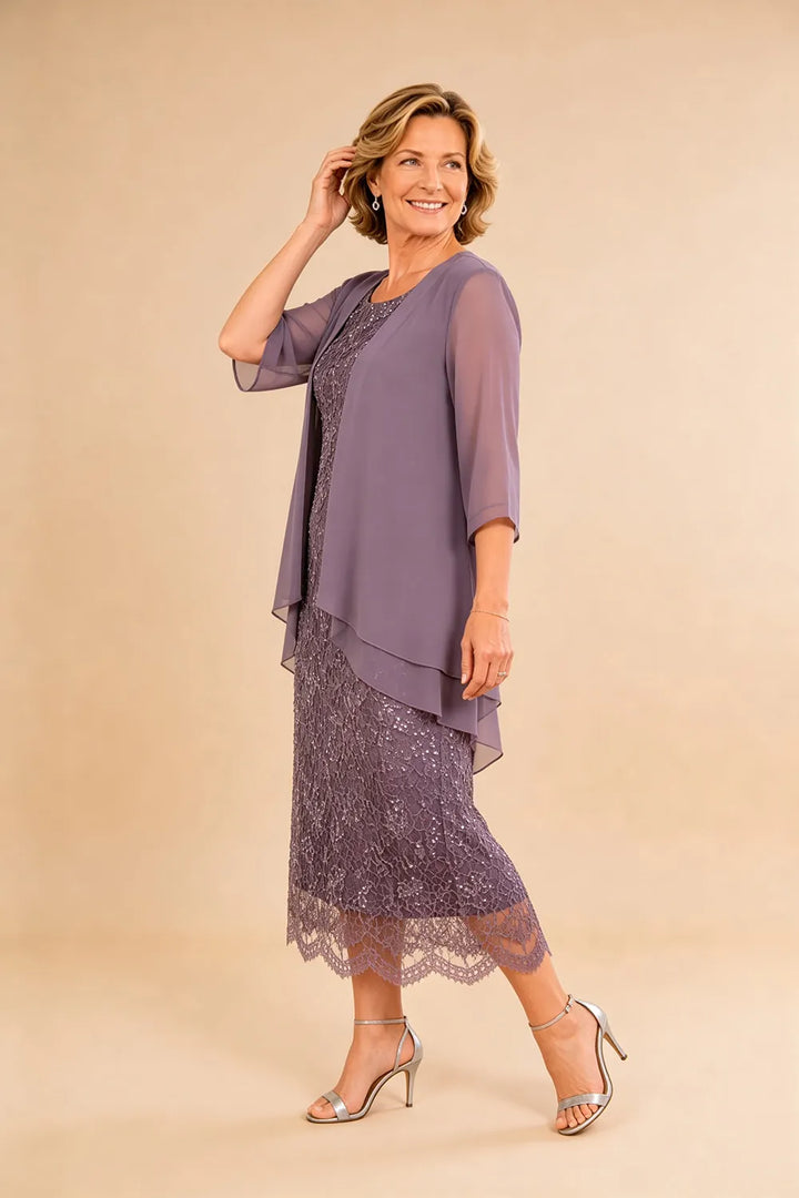 Liesbeth | Formele Kanten Midijurk met Chiffon Jasje