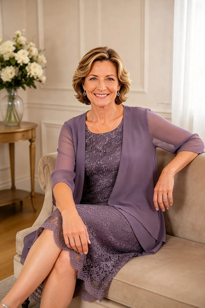 Liesbeth | Formele Kanten Midijurk met Chiffon Jasje