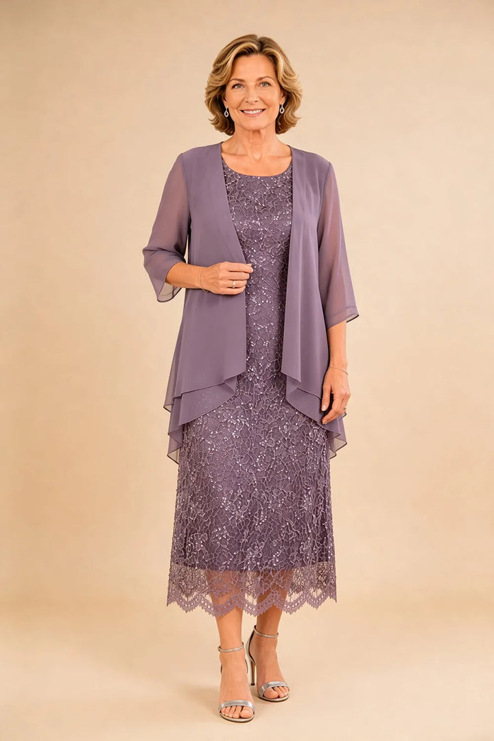 Liesbeth | Formele Kanten Midijurk met Chiffon Jasje
