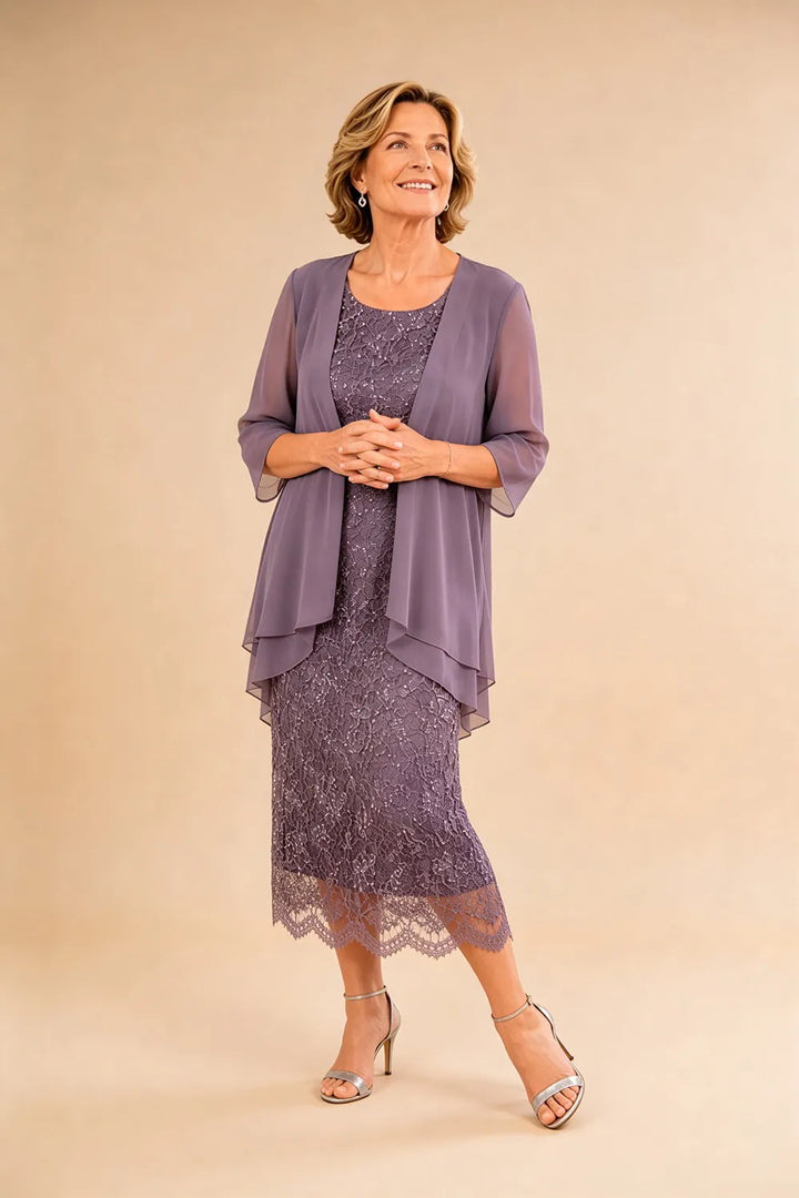 Liesbeth | Formele Kanten Midijurk met Chiffon Jasje