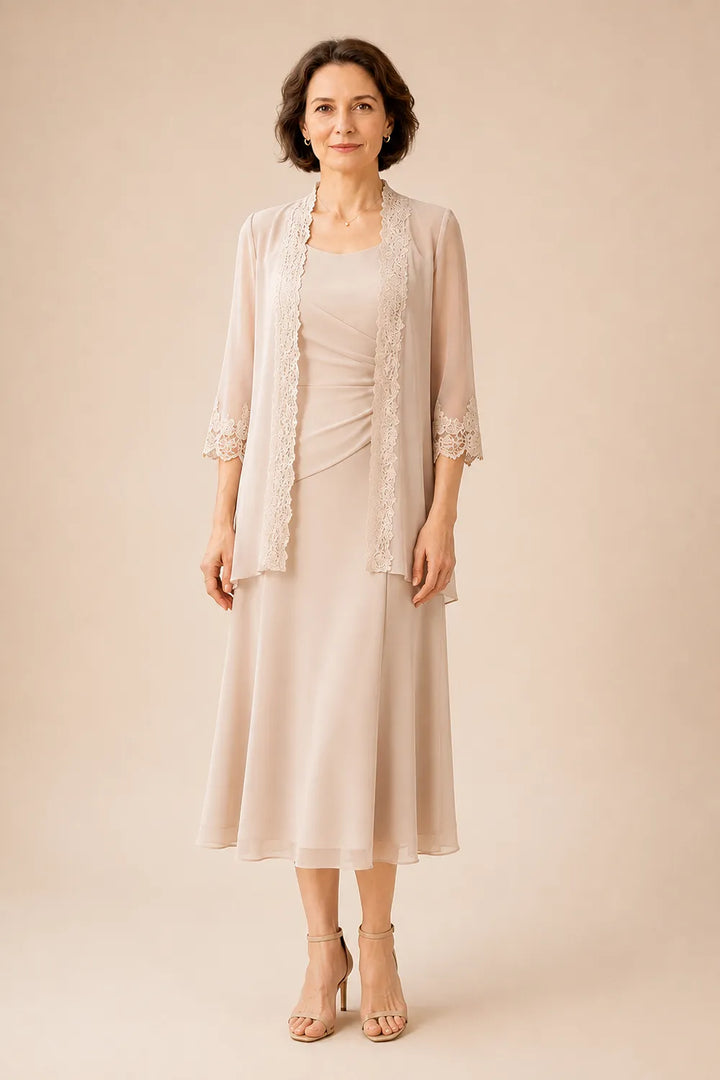 Marianne | Elegante Midijurk met Kanten Jasje