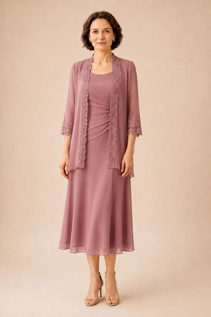 Marianne | Elegante Midijurk met Kanten Jasje