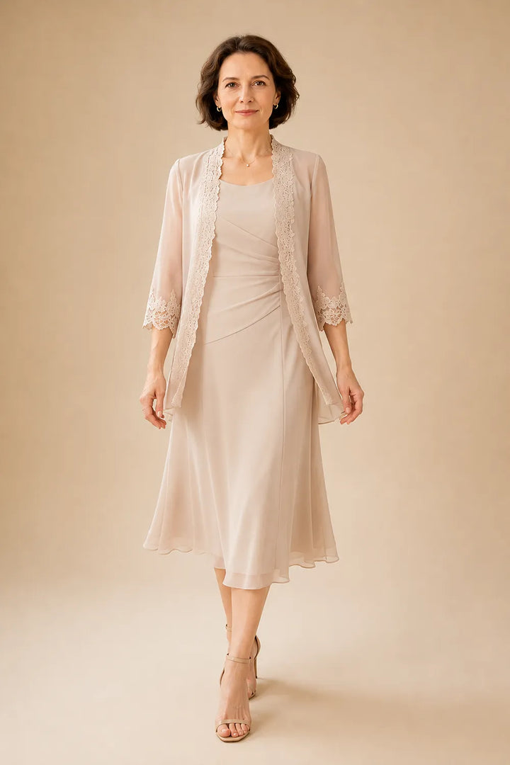 Marianne | Elegante Midijurk met Kanten Jasje
