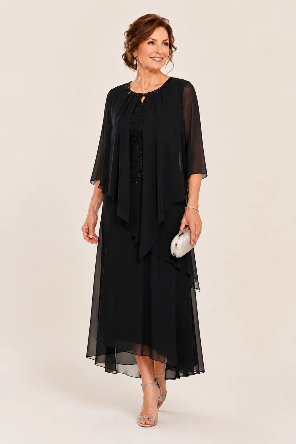 Greet | Gedrapeerde Chiffon Midijurk