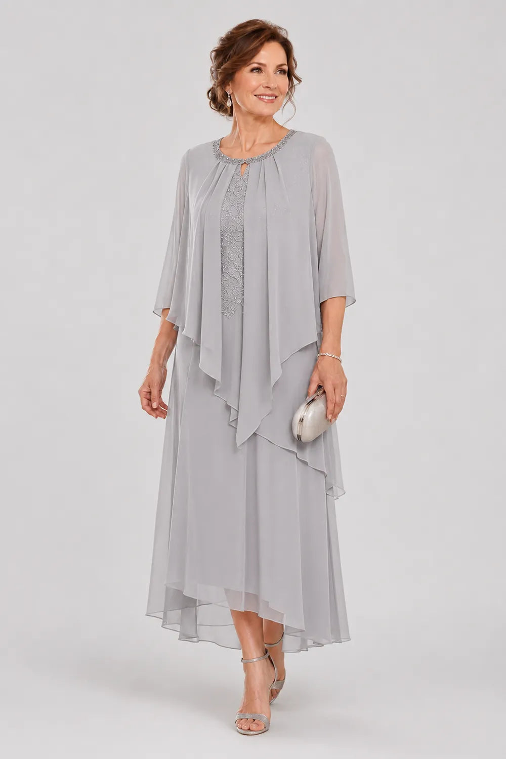 Greet | Gedrapeerde Chiffon Midijurk