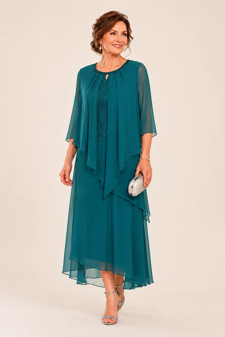 Greet | Gedrapeerde Chiffon Midijurk