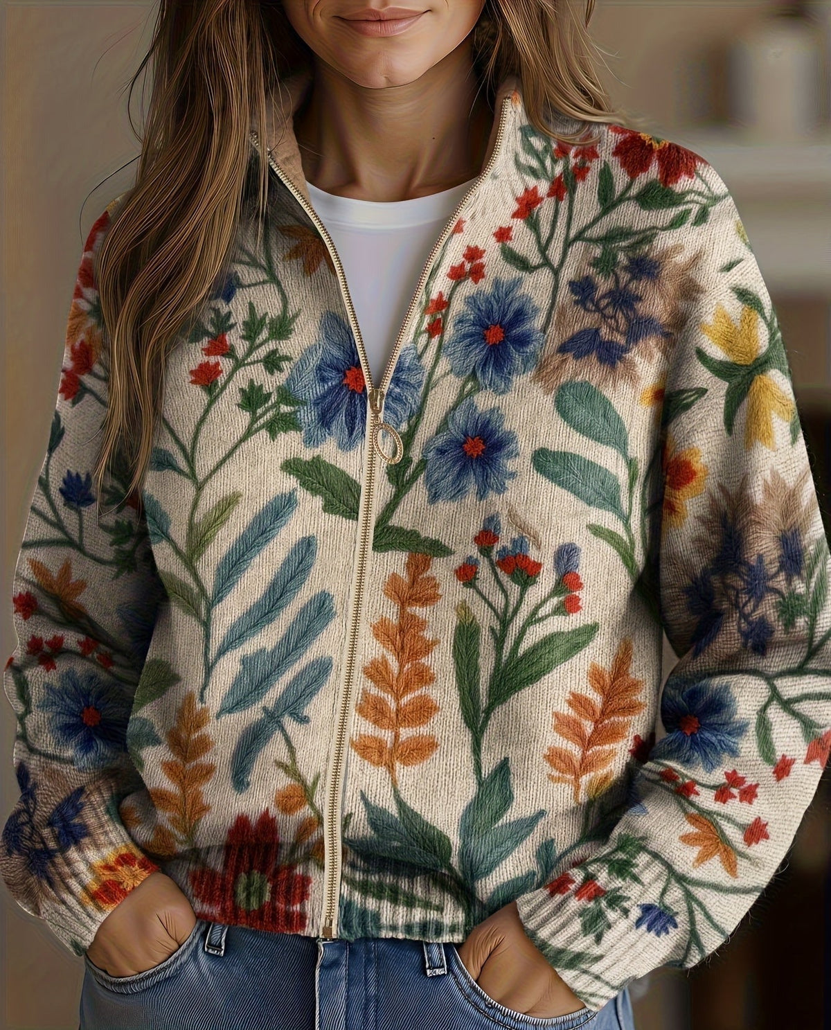 Tabitha™ | Floral Garden Zip Cardigan